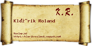 Klárik Roland névjegykártya